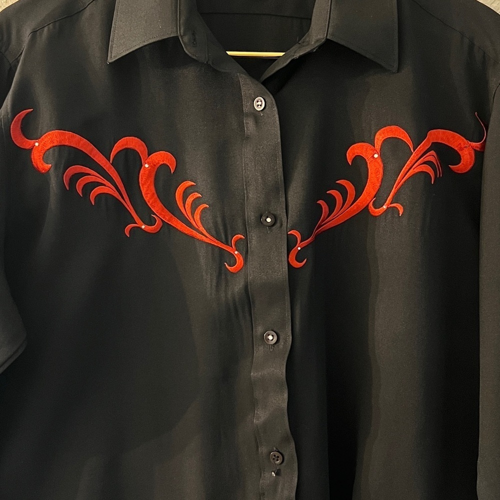 Vintage Wanted by Beads Embroidered Rhinestone Western Shirt Size M - Picture 3 of 11
